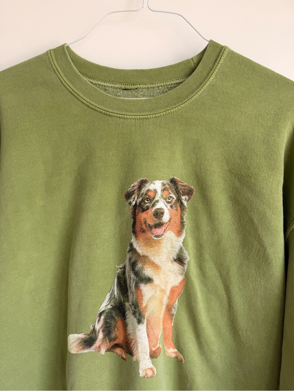 Anthropologie Olive Green Austrailian Shepard Crewneck Sweatshirt - Picture 6 of 8